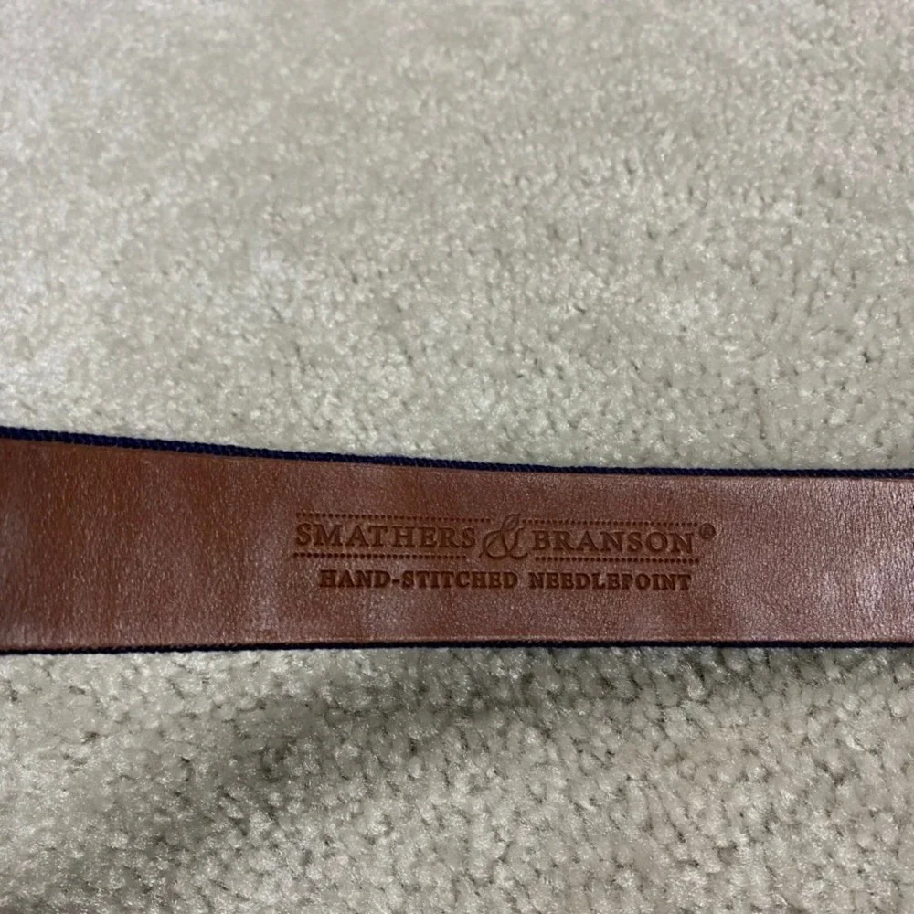 Smathers & Branson Belt Mens 40 Needlepoint Navy Rugby Shirts Ivy Prep Academia